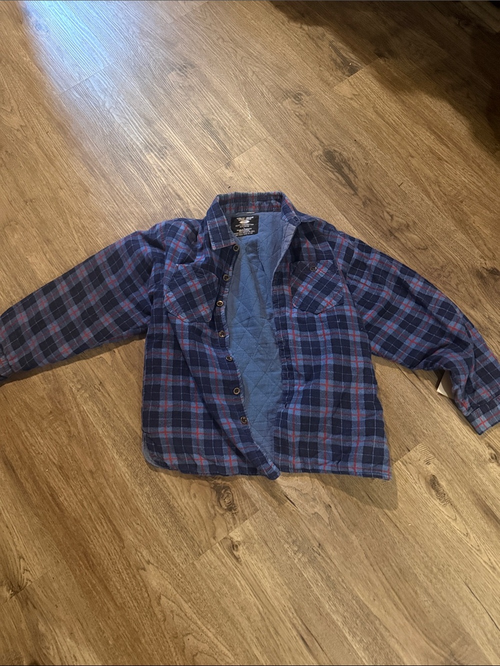 Quilted-Lined Plaid Jacket - Blue